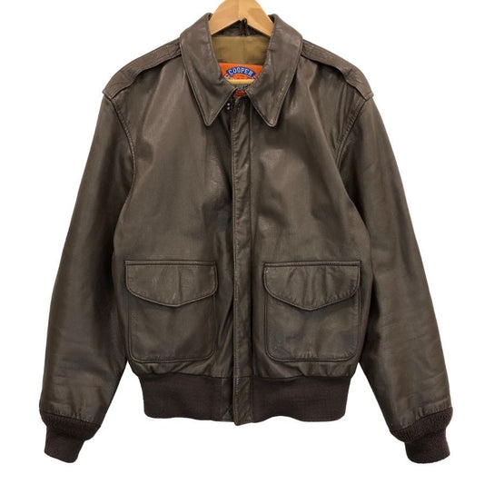 美品◆クーパー レザージャケット フライトジャケット A-2 メンズ ブラウン サイズS COOPER 【AFG1】
