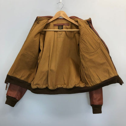 美品◆フラワーズマックローガン レザージャケット TYPE A-2 ワッペン メンズ ブラウン サイズ不明 FLOWERS McCOLGAN 【AFG1】