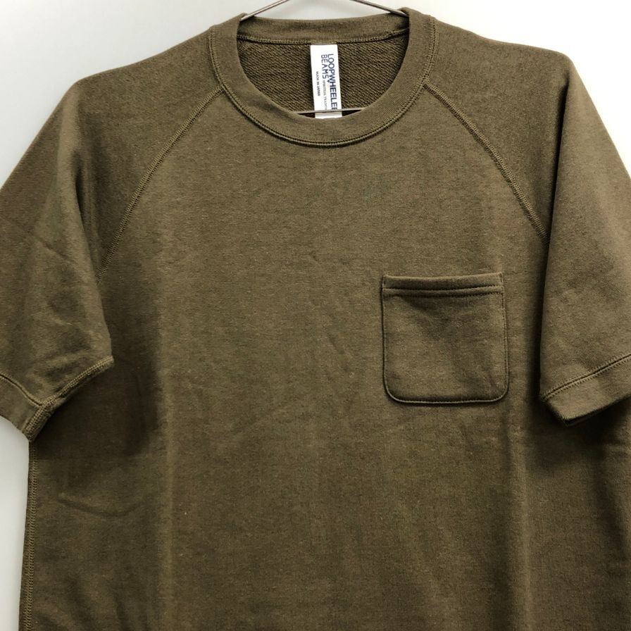 美品◆ループウィラー ビームスF別注 半袖Tシャツ カーキ メンズ サイズM LOOPWHEELER×BEAMS F 【AFB43】