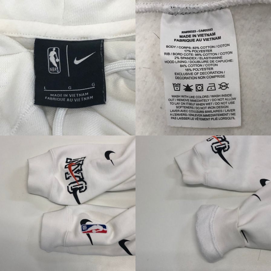美品◆フーディ キス ナイキ フォー ニューヨーク ニックス ホワイト Lサイズ CZ1749 100 KITH Nike for New York Knicks AOP Hoodie White 【AFB34】