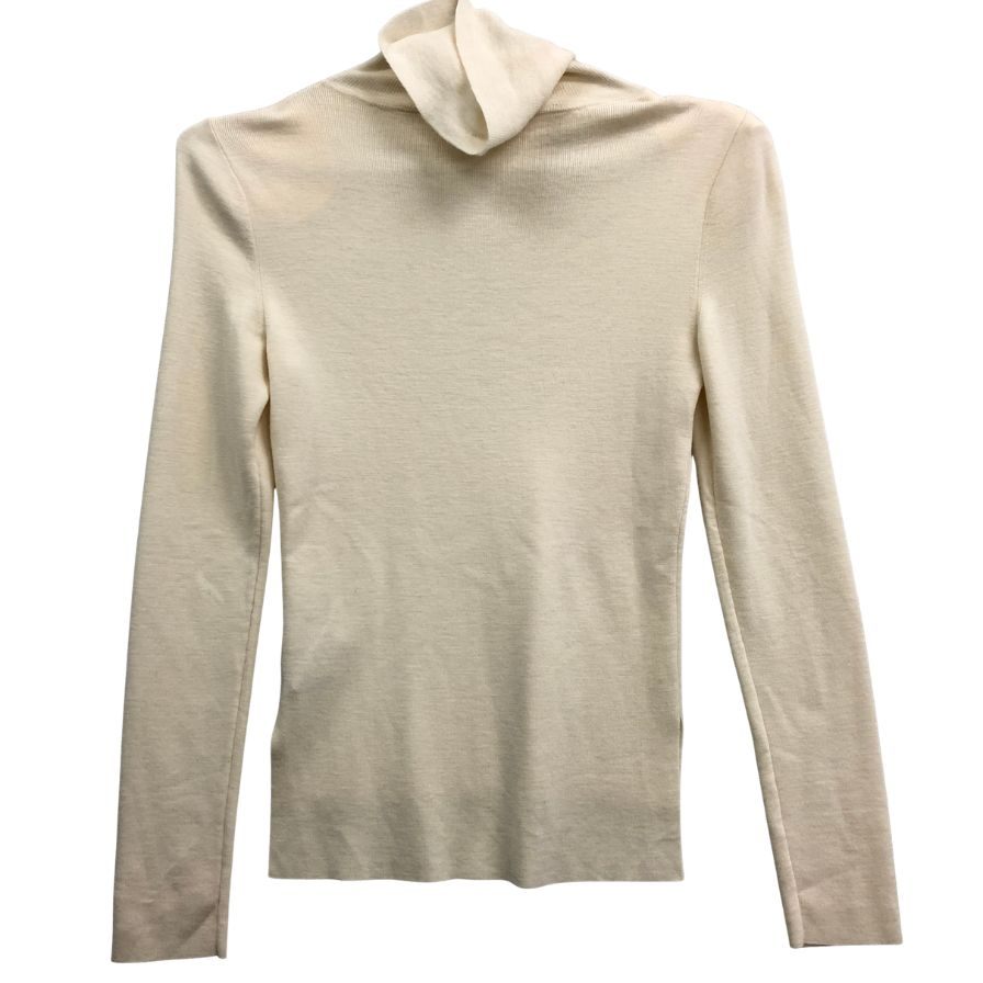 美品◆フォクシー ハイネック セーター トップス 肩パット付 ウール100% 33631 レディース サイズ38 ホワイト FOXEY 【AFB38】