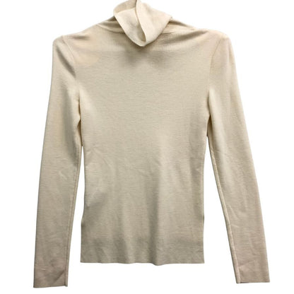 美品◆フォクシー ハイネック セーター トップス 肩パット付 ウール100% 33631 レディース サイズ38 ホワイト FOXEY 【AFB38】