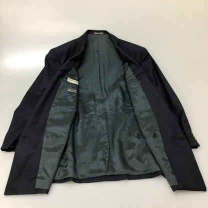 中古■ジョルジオアルマーニ ウール ストライプ ダブルジャケット メンズ サイズ48 ネイビー Giorgio Armani 【AFB46】