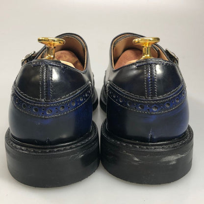 トリッカーズ モーガン レザーシューズ ダブルモンク ストラップ 7867 ブラック ブルー メンズ サイズ7.5 Tricker‘s MORGAN ビジネスシューズ 約26.0cm【LA】【中古】