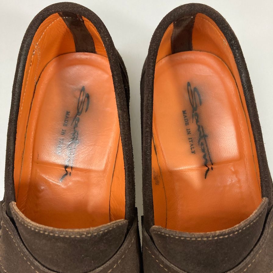 サントーニ コインローファー 2038 T61 スエード ブラウン サイズUK6.5 メンズ Santoni 約25.5cm【AFD14】