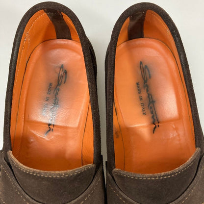 サントーニ コインローファー 2038 T61 スエード ブラウン サイズUK6.5 メンズ Santoni 約25.5cm【AFD14】