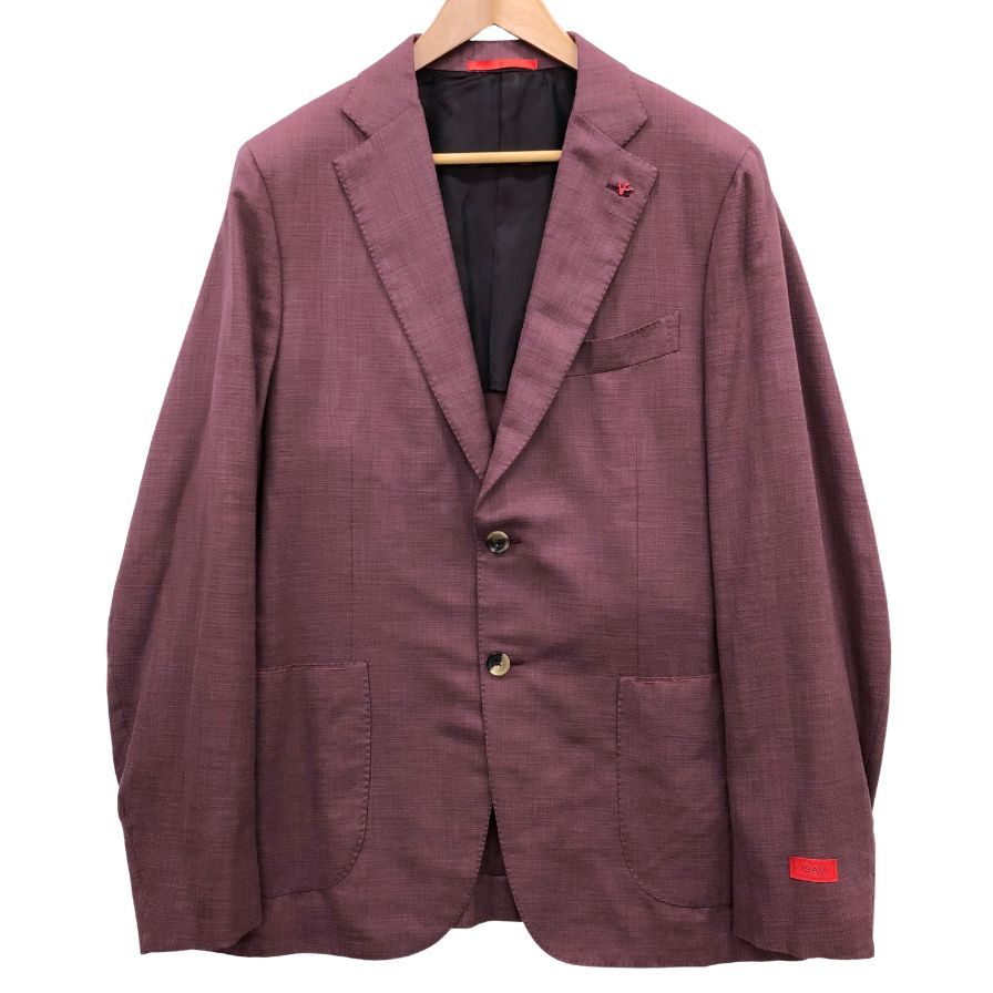 新品同様◆イザイア 2B テーラードジャケット コルティナ メンズ サイズ50 ボルドー ISAIA 【AFB20】
