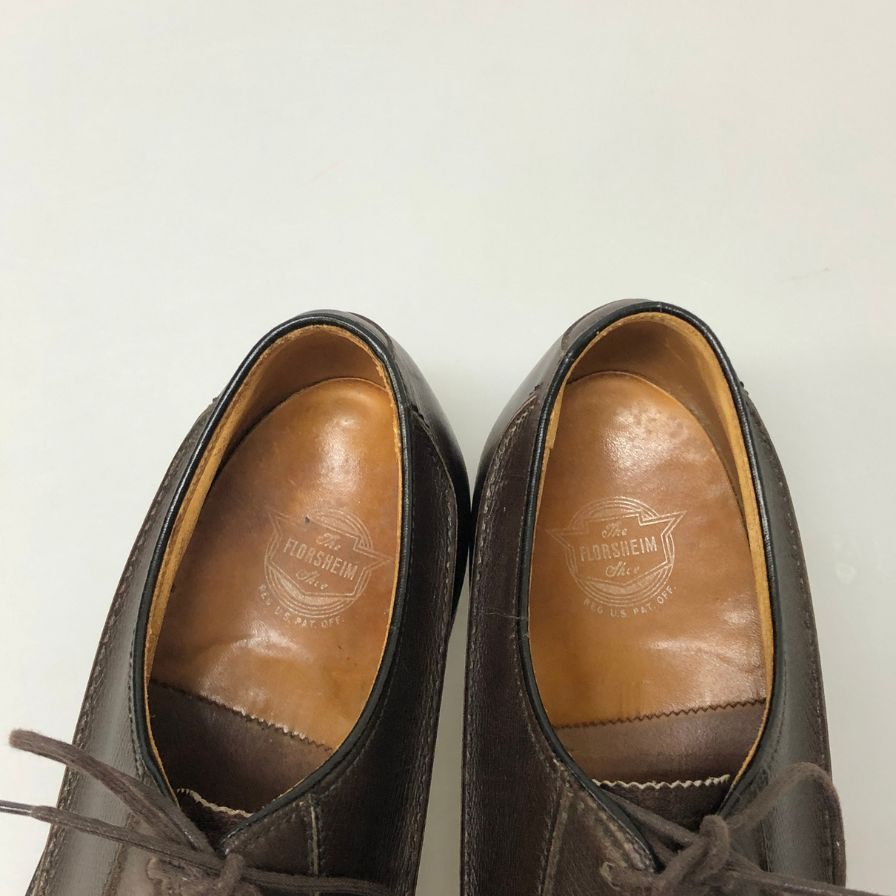 フローシャイム レザーシューズ 639629 プレーントゥ グレインレザー ダービー ブラウン メンズ サイズ8.5D FLORSHEIM 約26.5cm【AFC44-2】
