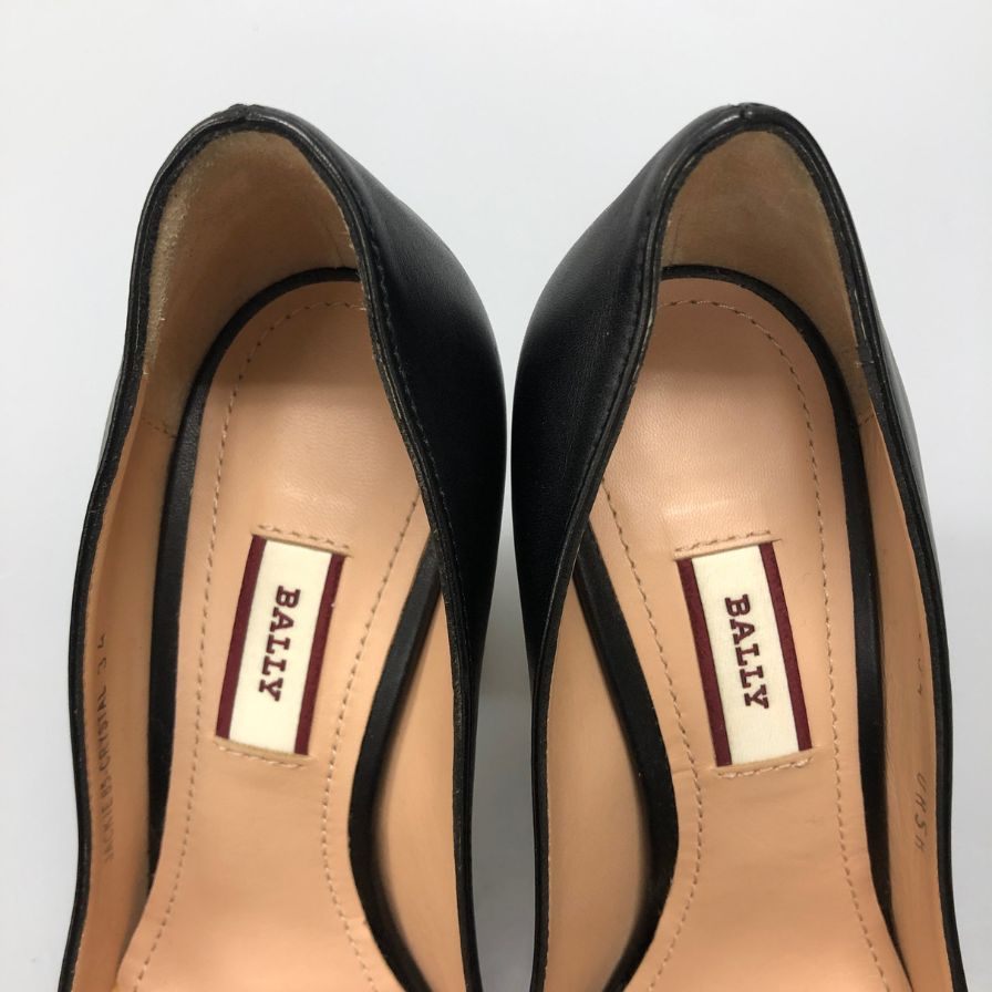 バリー ヒールパンプス ビジューバックル レザー ブラック サイズ34 メンズ BALLY 約20.5cm【AFD15-2】