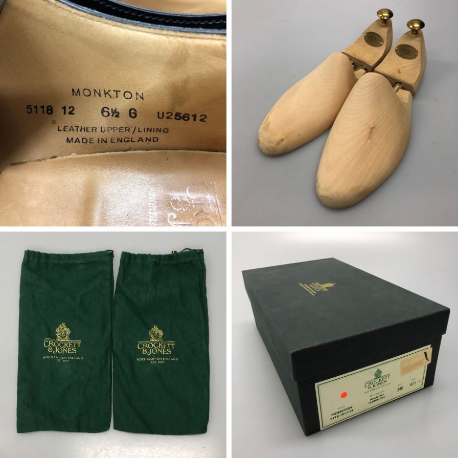 クロケット&ジョーンズ レザーシューズ シングルモンク モンクトン ブラック メンズ サイズ6.5 CROCKETT&JONES MONKTON ビジネスシューズ 約25.0cm【LA】【中古】