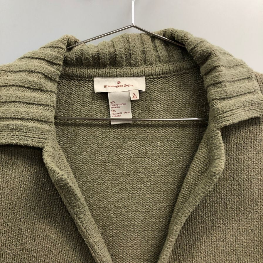 美品◆エルメネジルド ゼニア カーディガン コットン グレー系 メンズ サイズS Ermenegildo Zegna 【AFB41】