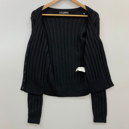 極美品◆ドルチェ&ガッバーナ カーディガン リブ ウール100% レディース サイズ40 ブラック DOLCE&GABBANA 【AFB3】