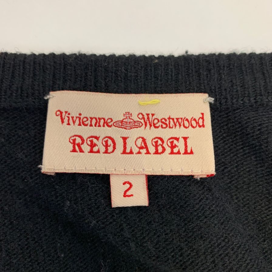中古■ヴィヴィアン ウエストウッド レッドレーベル カーディガン 刺繍 ドット 水玉柄 ブラック ホワイト レディース サイズ2 Vivienne Westwood RED LABEL 【AFB28】