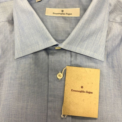 新品同様◆エルメネジルドゼニア 長袖ドレスシャツ ブルー サイズ39/15.5 Ermenegildo Zegna 【AFB34】
