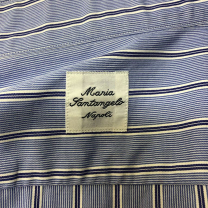 美品◆マリア サンタンジェロ シャツ コットン ストライプ ブルー系 メンズ サイズ39/15.5 Maria Santangelo 【AFB19】