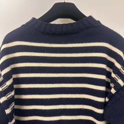 美品◆ガンジーウーレンズ ロングスリーブニット ウール イングランド製 サイズ38 GUERNSEY WOOLENS 【AFB2】