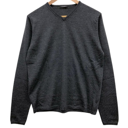 美品◆クルチアーニ ニット ウール100％ Vネック メンズ サイズ46 ダークグレー Cruciani 【AFB6】