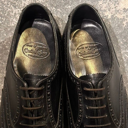 クロケット&ジョーンズ フルブローグ ブラック カーフ サイズUK7D CROCKETT&JONES ビジネスシューズ 約25.5cm【LA】【中古】