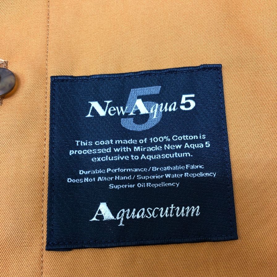 中古◆アクアスキュータム ステンカラーコート コットン ウール ライナー ハーフ丈 オレンジ レディース サイズ5F Aquasqutum 【AFB19】