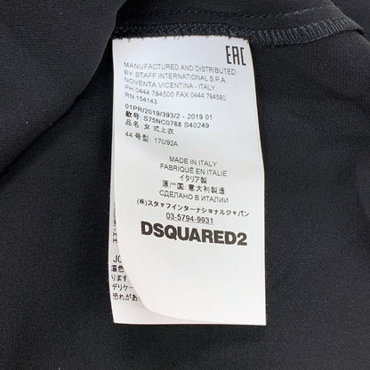 中古◆ディースクエアード ノースリーブ トップス ロゴプレート シルク100% レディース サイズ44 ブラック DSQUARED2 【AFB6】