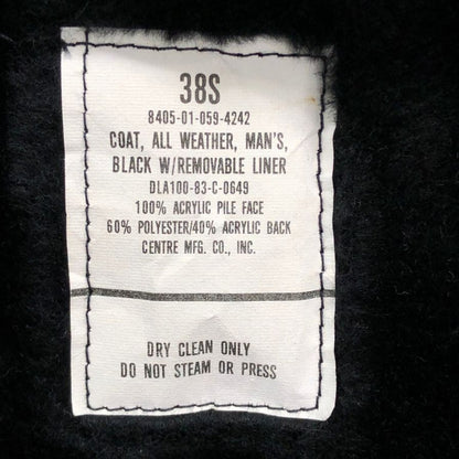 中古◆USED 米軍 U.S. NAVY  ブラック ステンカラーコート ライナー付き サイズ38 【AFA3】