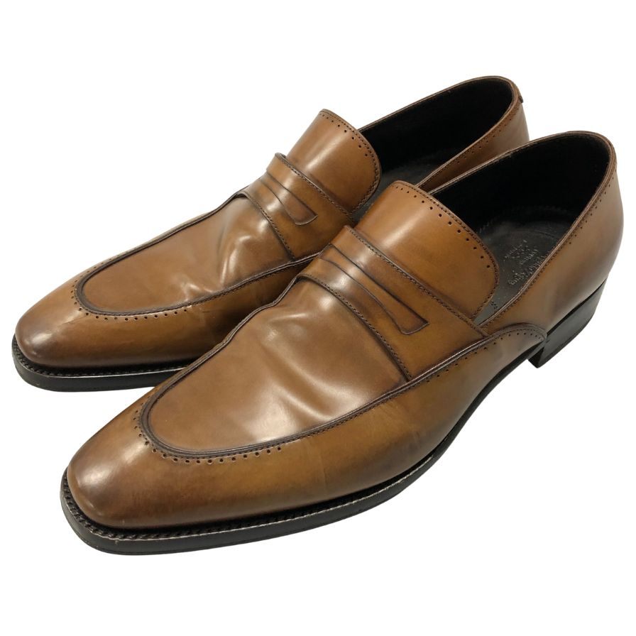 【美品】エルメネジルド ゼニア　zegna レザー　ローファー 7.5 ブラウン 美品】エルメネジルド ゼニア zegna レザー ローファー 7.5 ブラウン