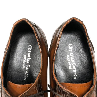 クリスチャンカラノ レザーシューズ レースアップ ストレートチップ プレーントゥ LV12 キャメル 25.5㎝ メンズ 革靴 日本製 撥水 ChristianCarano 約25.5cm【AFD9-2】