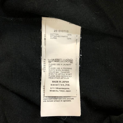 中古◆サカイ 半袖Tシャツ 刺繍ロゴポケット ブラック サイズ3 25ｰ01071S Sacai 【AFA21】