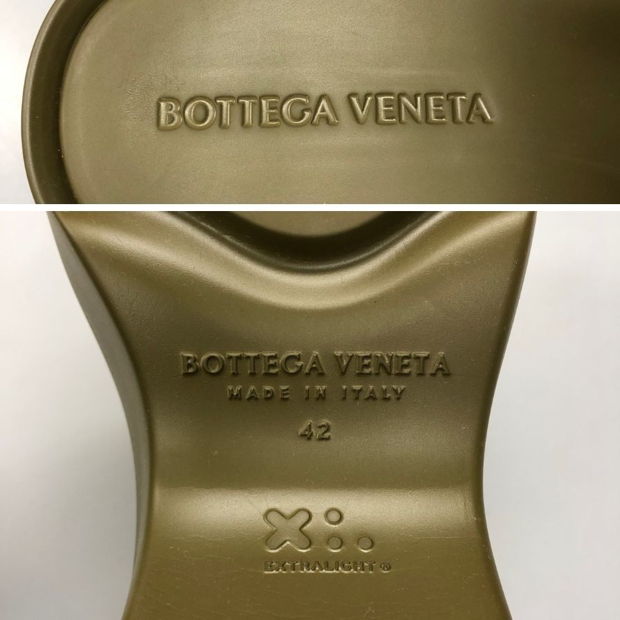 ボッテガヴェネタ サンダル フラッシュ スリッパ ラバー グリーン系 メンズ サイズ42 BOTTEGA VENETA 約27.0cm【AFD9-2】