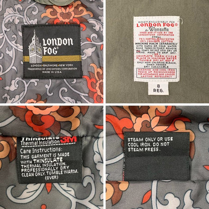中古◆ロンドンフォグ バルカラーコート 70S ライナー付き USA製 カーキ メンズ サイズ8 LONDON FOG 【AFA19】
