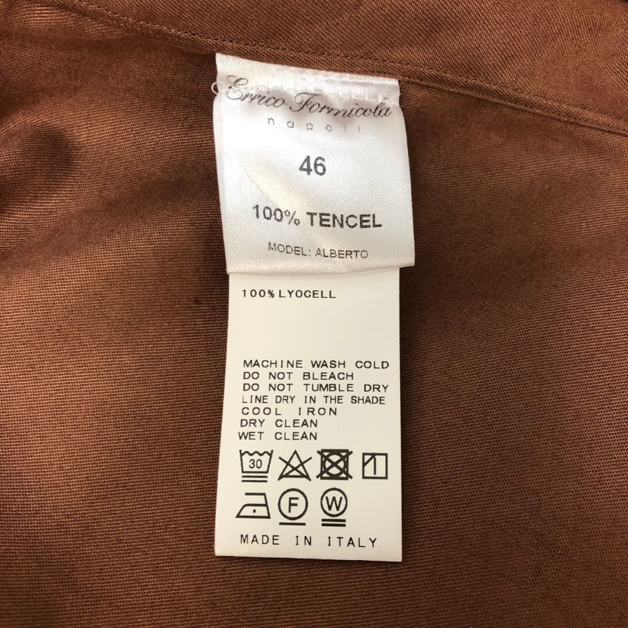 美品◆エリッコフォルミコラ サファリシャツ ジャケット テンセル ブラウン サイズ46 Errico Formicola 【AFB36】