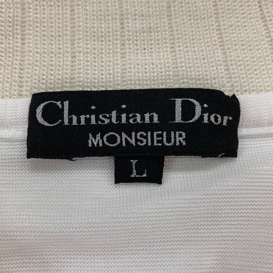 極美品◆クリスチャンディオール ポロシャツ L ホワイト Chritian Dior MONSIEUR 【AFB4】