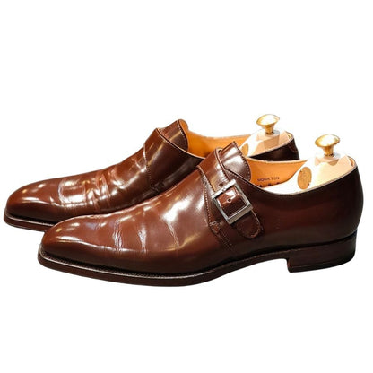 クロケット&ジョーンズ レザーシューズ シングルモンク モンクトン ダークブラウン メンズ サイズ8E CROCKETT&JONES MONKTON ビジネスシューズ 約26.0cm【LA】【中古】