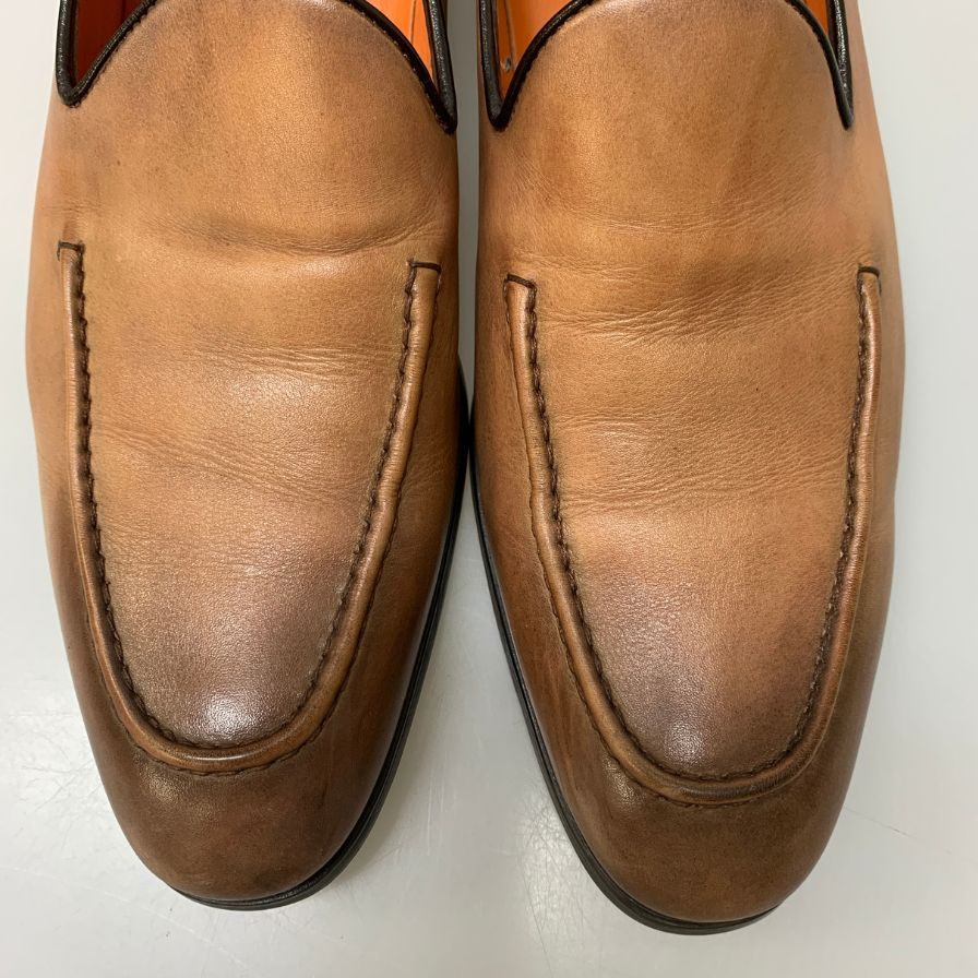 サントーニ レザーシューズ ローファー 16745 カーフ ブラウン サイズUK5 メンズ SANTONI 約24.0cm【AFC48】
