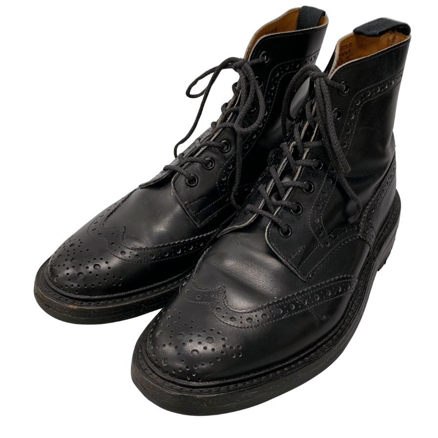 トリッカーズ カントリーブーツ M2508 モールトン カーフ コマンドソール メンズ サイズ7ハーフ ブラック Tricker`s ブーツ 約26.5cm【LA】【中古】