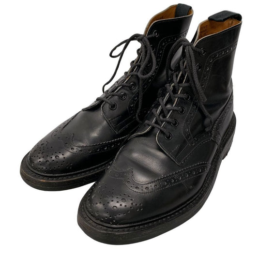 トリッカーズ カントリーブーツ M2508 モールトン カーフ コマンドソール メンズ サイズ7ハーフ ブラック Tricker`s ブーツ 約26.5cm【LA】【中古】