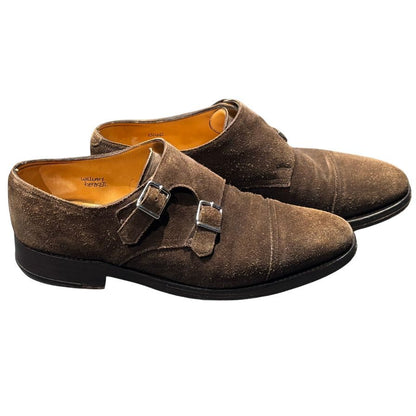 ジョンロブ レザーシューズ ダブルモンク ウィリアム スエード ブラウン メンズ サイズUK6E JOHN LOBB William ビジネスシューズ 約24.5cm【LA】【中古】