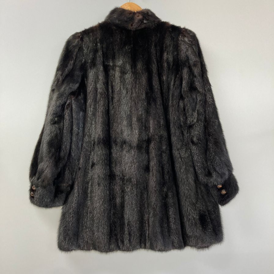 中古◆ドナルド ブルックス ミンクコート サイズ13号 ブラック系 レディース 毛皮 ファーコート アウター DONALD BROOKS 【AFA19】