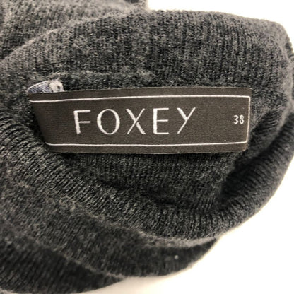 中古◆フォクシ―ニューヨーク ニット 27526 タートルネック ウール 肩パッド付 グレー サイズ38 FOXEY NEWYORK 【AFB10】