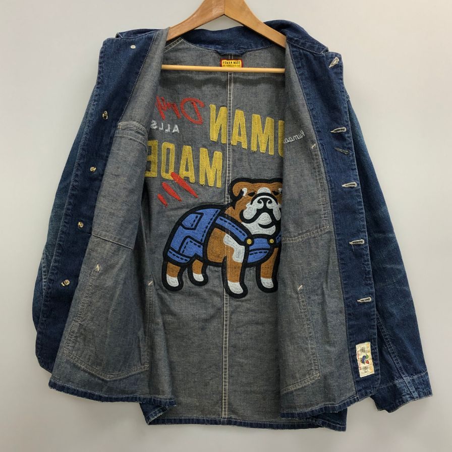極美品◆ヒューマンメイド デニムカバーオール バック刺繍 インディゴ サイズM HM31JK004 HUMAN MADE 【AFA15】