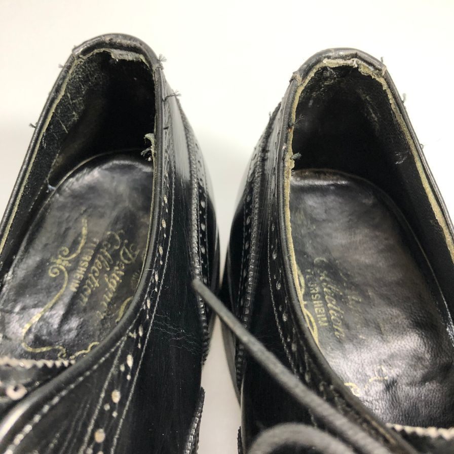 フローシャイム デザイナー コレクション ウィングチップ 青窓枠 ブラック メンズ サイズ7.5D FLORSHEIM ビジネスシューズ 約25.5cm【LA】【中古】