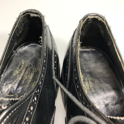 フローシャイム デザイナー コレクション ウィングチップ 青窓枠 ブラック メンズ サイズ7.5D FLORSHEIM ビジネスシューズ 約25.5cm【LA】【中古】