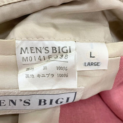 中古◆メンズビギ テーラードジャケット リネン 3B 背抜き 薄手 春夏 ピンク メンズ サイズL Men's BIGI 【AFB26】