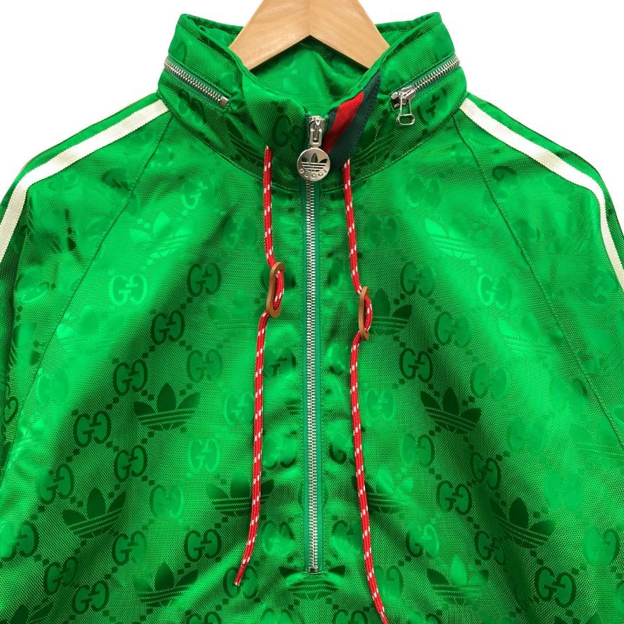 極美品◆グッチ × アディダス ジャケット 22SS マクロGG 696651 ハーフジップ グリーン サイズ50 メンズ Gucci×adidas 【AFB48】