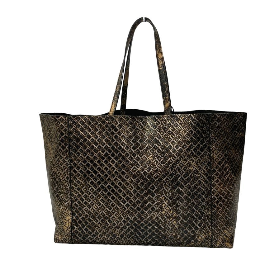 美品◆ボッテガヴェネタ トートバッグ イントレッチオミラージュ レザー ゴールド×ブラック レディース Bottega Veneta【AFE6】