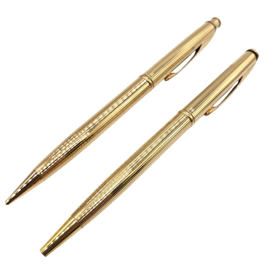 Very good condition◆Parker Ballpoint Pen &amp; Mechanical Pencil Set Insignia Gold Color PARKER [AFI4] 