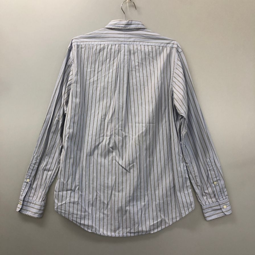 美品◆ラルフローレン ボタンダウンシャツ 90S ストライプ ブルー系 メンズ サイズL Ralph Lauren 【AFB51】