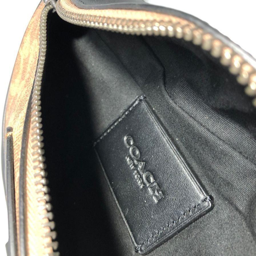 コーチ ウエストバッグ シグネチャー レザー ファスナー ブラウン×ブラック COACH【AFE6】