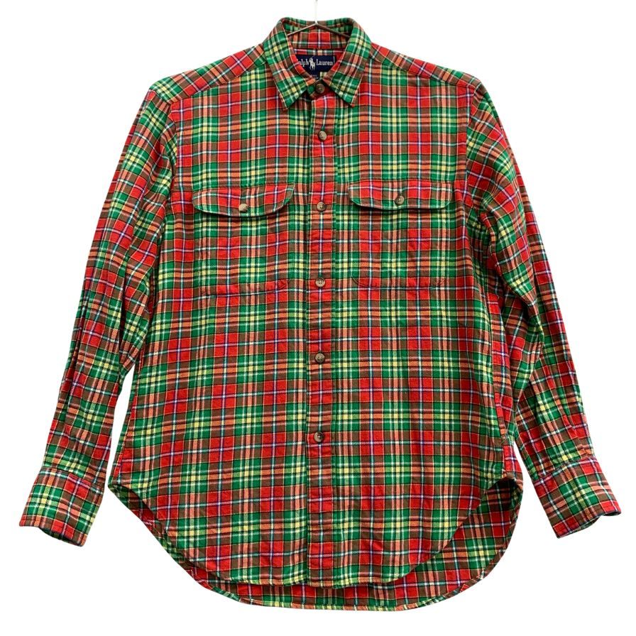 美品◆ポロ ラルフローレン ボタンダウンシャツ 90s チェック柄 メンズ サイズ表記なし Polo Ralph Lauren 【AFB9】