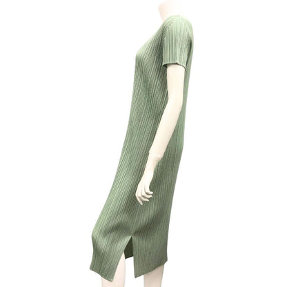 極美品◆プリーツプリーズ イッセイミヤケ ノースリーブ ワンピース ポリエステル レディース グリーン サイズ表記無し PLEATS PLEASE 【AFB18】